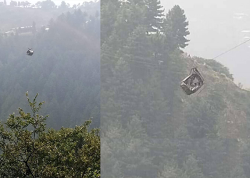 students & teachers from stranded chair lift in Battagram